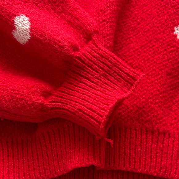 Cozy Red and White Heart Women's Sweater - Picture 3 of 6